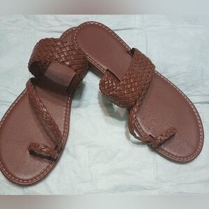 SHEIN women's tan braided flat sandals